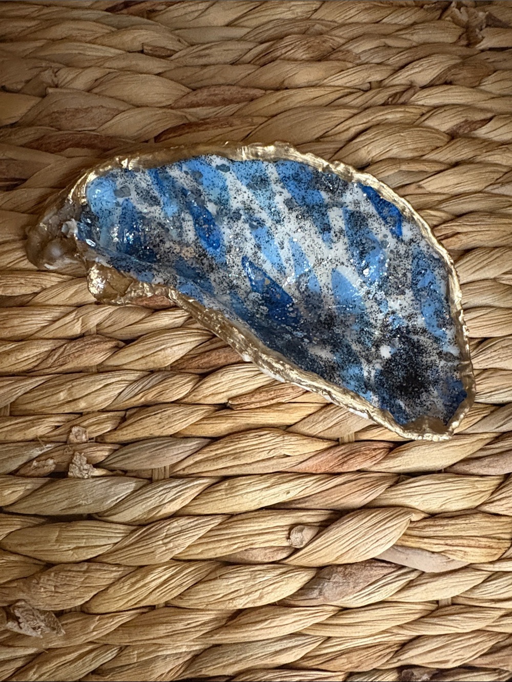Blue and Gold Decorative Shell Accent Dish